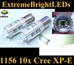 TWO Xenon HID WHITE 50W High Power 1156 7506 10x Cree XP-E Backup Reverse Parking Turn Signal Brake Stop Light Bulbs