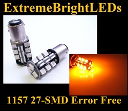 AMBER 27-SMD LED 1157 2357 BAY15d P21/5W Canbus Error Free No Resistor Required Turn Signal Backup Lights