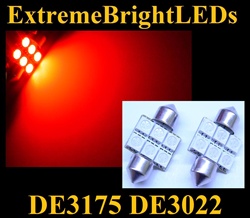 TWO RED 18-SMD DE3175 31mm Festoon LED bulbs