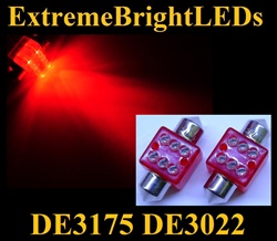 RED 6-LED DE3175 31mm Festoon Map Dome Door Trunk LED bulbs