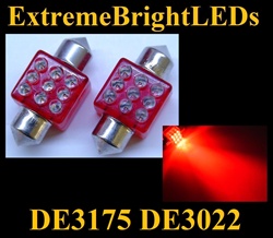 RED 9-LED DE3175 31mm Festoon Map Dome Door Trunk LED bulbs