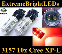 TWO Brilliant RED 50W High Power 3156 3157 10x Cree XP-E Backup Reverse Parking Turn Signal Brake Stop Light Bulbs