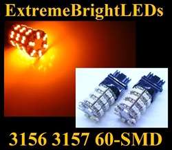 AMBER 60-SMD LED 3156 3157 Signal Tail Brake Backup Lights