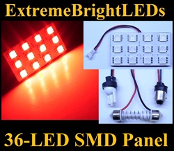 ONE Brilliant RED 36-LED SMD Panel fits all interior Light sockets