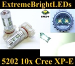 TWO Xenon HID WHITE 50W High Power 5202 H16 5201 10x Cree XP-E LED Fog DRL Light Bulbs