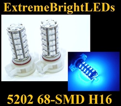 BLUE 5202 H16 5201 68-SMD LED Fog Light Daytime Running Light bulbs