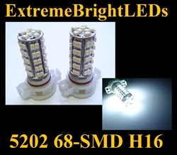 WHITE 5202 H16 5201 68-SMD LED Fog Light Daytime Running Light bulbs