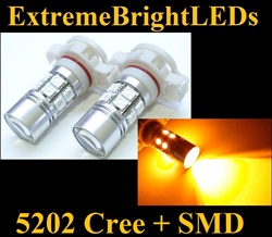 TWO Orange AMBER 5202 H16 5201 7W Cree Q5 + 12-SMD LED Fog DRL Lights Bulbs