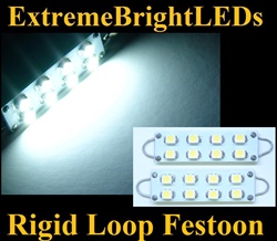 TWO Xenon WHITE 42mm 44mm Rigid Loop Festoon 560 561 562 563 564 8-SMD LED Bulbs