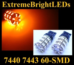 AMBER 60-SMD LED 7440 7443 Signal Tail Brake Backup Lights