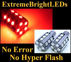 TWO Brilliant RED No Resistor Required No Error No Hyper Flash Canbus Error Free 7507 BAU15s PY21W 20-SMD LED Turn Signal Lights