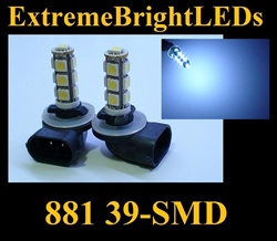 39-SMD Xenon White HID 881 LED Fog Light Bulbs Daytime Running Light Bulbs
