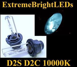 TWO 10000K Light BLUE D2S D2R D2C HID bulbs for factory HID equipped cars