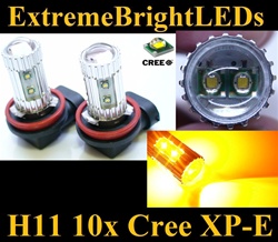 TWO Orange Amber 50W High Power H11 H8 H9 10x Cree XP-E LED Fog Driving DRL Lights