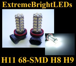 WHITE H11 H8 H9 68-SMD LED Fog Light Daytime Running Light Bulbs