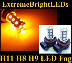 TWO Orange AMBER H11 H8 H9 SMD LED Fog Light Daytime Running Light Bulbs