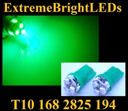 TWO GREEN T10 168 2825 6-SMD SMT High Power bulbs
