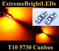 TWO Orange AMBER 2825 W5W T10 168 6-SMD 5730 Canbus Error Free LED Parking Lights