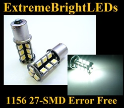 WHITE 27-SMD LED 1156 7506 7527 BA15s P21W Canbus Error Free No Resistor Required Turn Signal Backup Lights