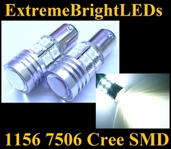 TWO Xenon HID WHITE 1156 7506 Cree Q5 + 12-SMD Turn Signal Parking Light Bulbs