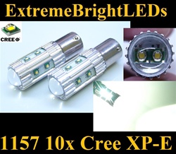 TWO Xenon HID WHITE 50W High Power 1157 2357 10x Cree XP-E Backup Reverse Parking Turn Signal Brake Stop Light Bulbs