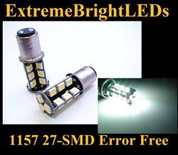WHITE 27-SMD LED 1157 2357 BAY15d P21/5W Canbus Error Free No Resistor Required Turn Signal Backup Lights