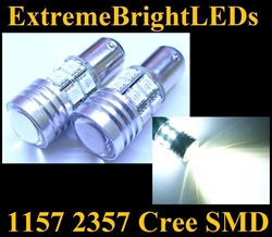 TWO Xenon HID WHITE 1157 2357 Cree Q5 + 12-SMD Turn Signal Parking Light Bulbs