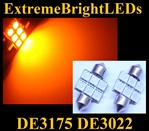 TWO AMBER 18-SMD DE3175 31mm Festoon LED bulbs