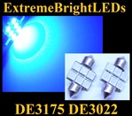 TWO BLUE 18-SMD DE3175 31mm Festoon LED bulbs