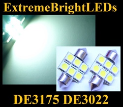 TWO WHITE 18-SMD DE3175 31mm Festoon LED bulbs