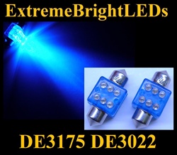 BLUE 6-LED DE3175 31mm Festoon Map Dome Door Trunk LED bulbs