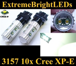 TWO Xenon HID WHITE 50W High Power 3156 3157 10x Cree XP-E Backup Reverse Parking Turn Signal Brake Stop Light Bulbs
