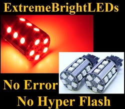 TWO Brilliant RED No Resistor Required No Error No Hyper Flash Canbus Error Free 3156 3157 3457 3357 20-SMD LED Turn Signal Lights