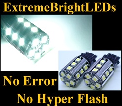 TWO HID WHITE No Resistor Required No Error No Hyper Flash Canbus Error Free 3156 3157 3457 3357 20-SMD LED Turn Signal Lights