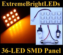 ONE Orange AMBER 36-LED SMD Panel fits all interior Light sockets