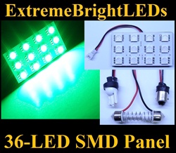 ONE GREEN 36-LED SMD Panel fits all interior Light sockets