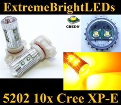 TWO AMBER Orange 50W High Power 5202 H16 5201 10x Cree XP-E LED Fog DRL Light Bulbs