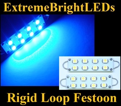 TWO BLUE 42mm 44mm Rigid Loop Festoon 560 561 562 563 564 8-SMD LED Bulbs