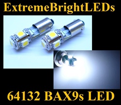 WHITE 15-SMD 64132 BAX9s H6W Canbus Error Free Lights for European Cars