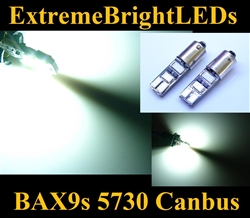 TWO Xenon HID WHITE 6-SMD 5730 Canbus Error Free BAX9s 64132 LED Parking Lights