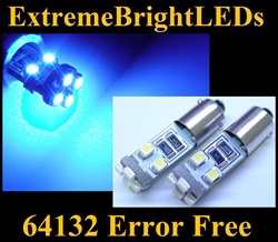 BLUE 8-SMD 64132 BAX9s H6W Canbus Error Free Lights for European Cars