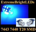 TWO Brilliant BLUE 13-SMD LED 7440 7443 Signal Tail Brake Backup Lights
