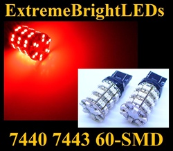 RED 60-SMD LED 7440 7443 Signal Tail Brake Backup Lights