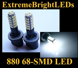 68-SMD Xenon White HID 880 LED Fog Light Bulbs Daytime Running Light Bulbs