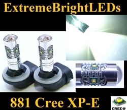 TWO Xenon HID WHITE 25W High Power 5 x Cree XP-E 881 LED Fog Lights Bulbs