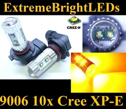 TWO Orange Amber 50W High Power 10x Cree XP-E 9006 9012 HB4 Fog Lights bulbs