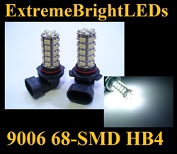 WHITE 9006 68-SMD LED Fog Light Daytime Running Light Bulbs