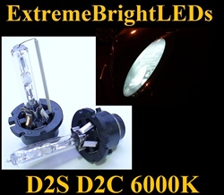 TWO 6000K Pure WHITE D2S D2R D2C HID bulbs w/ metal Claw for factory HID equipped cars