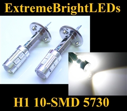 TWO Xenon HID WHITE H1 10-SMD 5730 LED Driving or Fog Lights bulbs