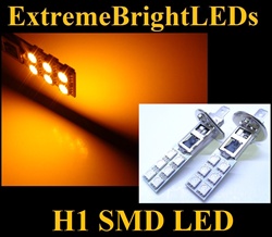 TWO Orange AMBER H1 12-SMD LED Driving or Fog Lights bulbs